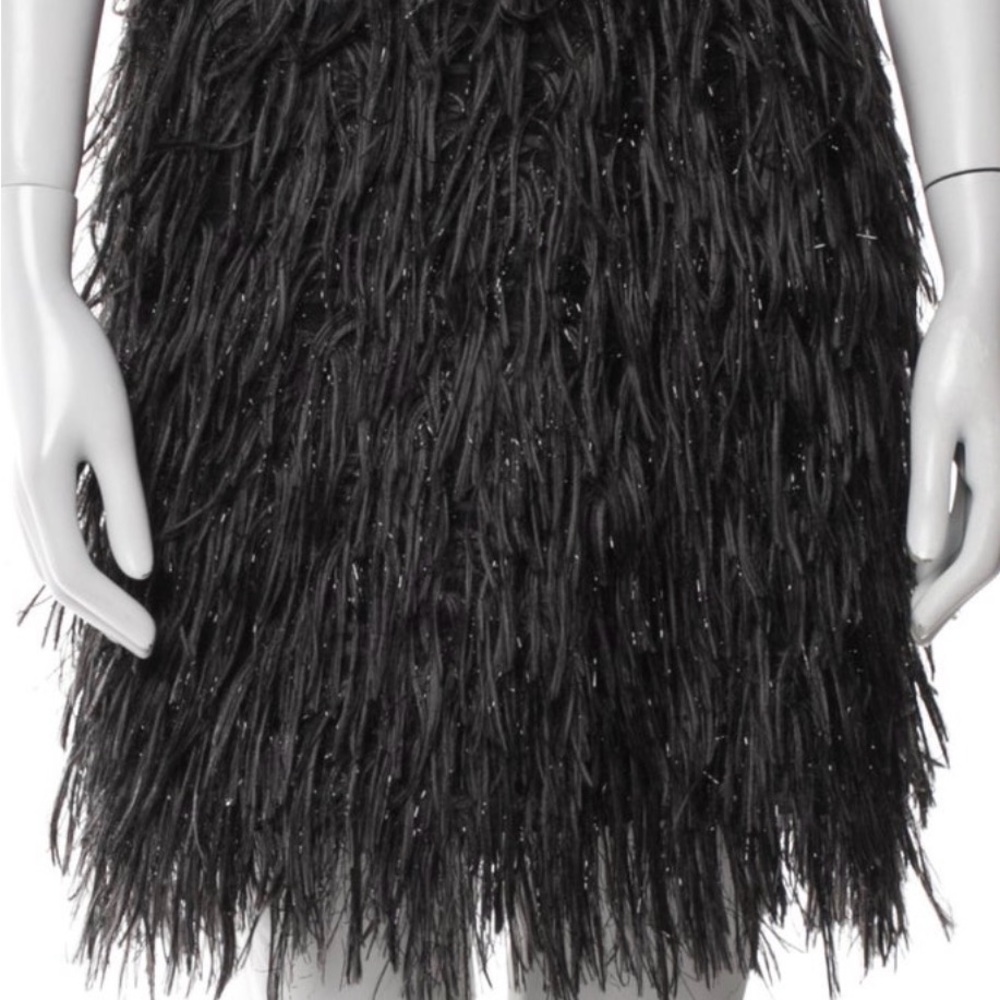 Lanvin Black Textured Fringe Mini Skirt